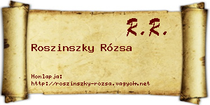 Roszinszky Rózsa névjegykártya